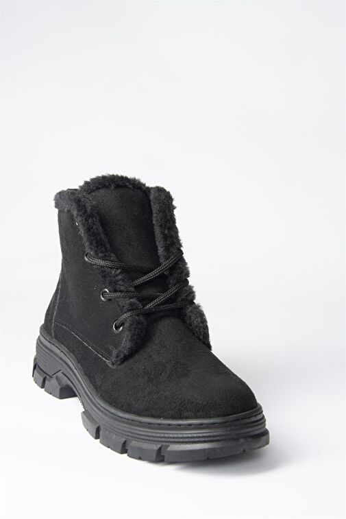 Siyah Süet Alçak Topuklu Kadın Bot N820160002 - Görsel 6