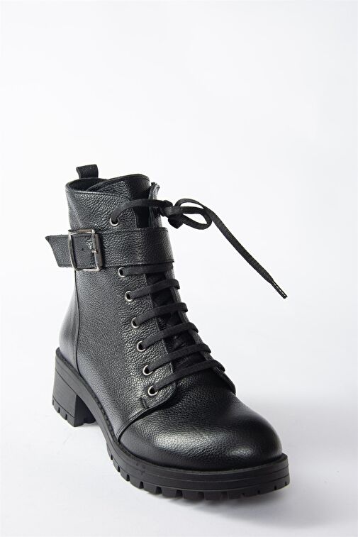 Siyah Hakiki Deri Kadın Postal Bot N555053303 - Görsel 7