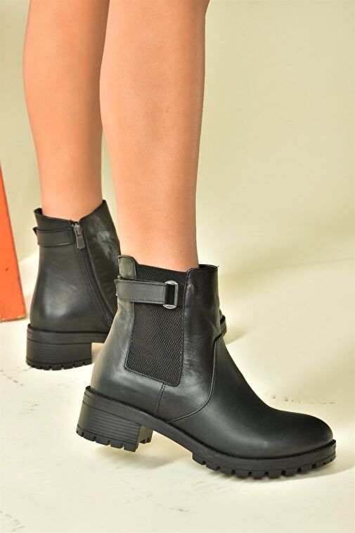 Siyah Hakiki Deri Kadın Bot N555053803 - Görsel 4