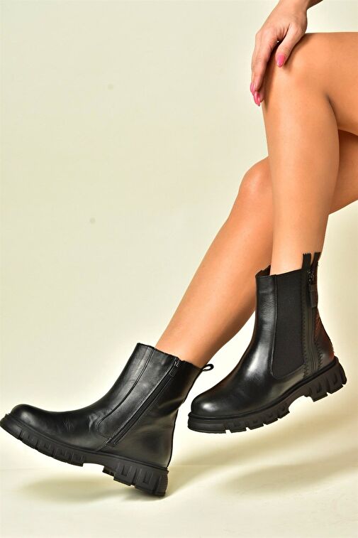 Siyah Hakiki Deri Günlük Kadın Postal Bot N555102703 - Görsel 3