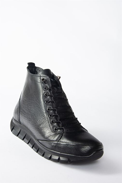 Siyah Hakiki Deri Comfort Ortopedik Taban Kadın Bot N555391003 - Görsel 5