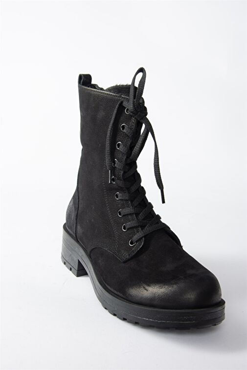 Siyah Hakiki Deri Nubuk Günlük Kadın Postal Bot N555400101 - Görsel 5