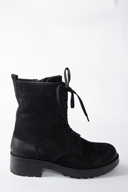 Siyah Hakiki Deri Nubuk Günlük Kadın Postal Bot N555400101 - Görsel 6