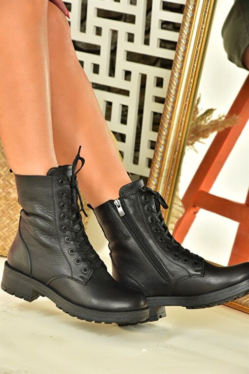 Siyah Hakiki Deri Günlük Kadın Postal Bot N555400103 - Görsel 7