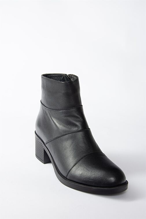 Siyah Hakiki Deri Alçak Topuklu Kadın Bot N555703003 - Görsel 5