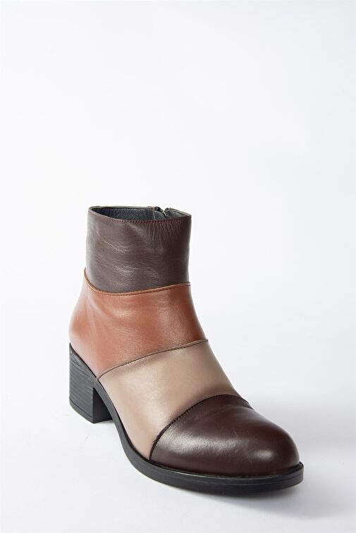Vizon/Taba Hakiki Deri Alçak Topuklu Kadın Bot N555703003 - Görsel 5