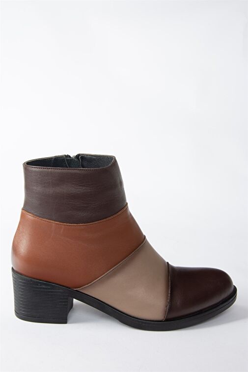 Vizon/Taba Hakiki Deri Alçak Topuklu Kadın Bot N555703003 - Görsel 6