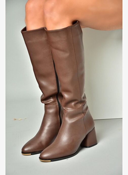 Kahverengi Alçak Topuklu Günlük Kadın Çizme J848300109 - Görsel 6