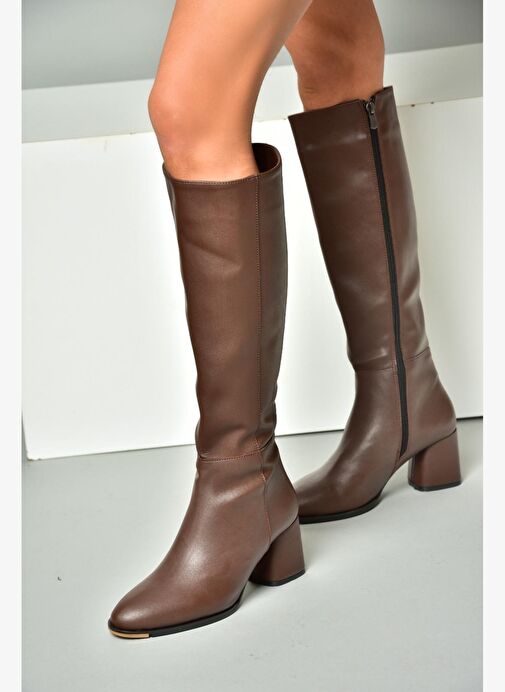 Kahverengi Alçak Topuklu Günlük Kadın Çizme J848300109 - Görsel 5