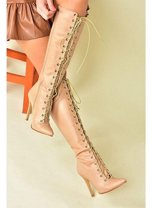 Ten İnce Topuklu Kadın Çizme N372794109 - Görsel 5