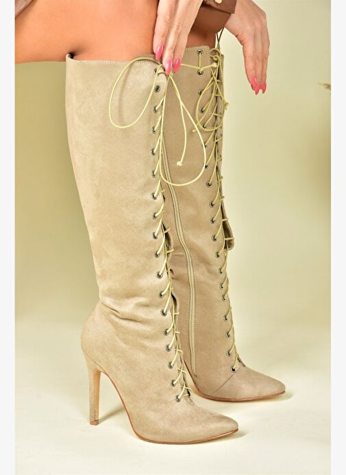 Ten Süet İnce Topuklu Kadın Çizme N372794102 - Görsel 2