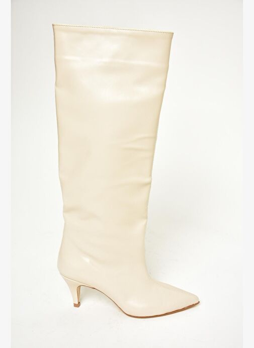 Bej Alçak Topuklu Kadın Çizme N749204009 - Görsel 7