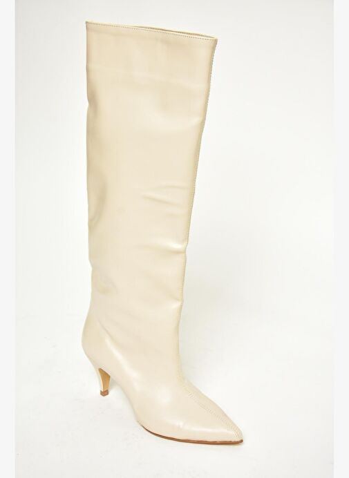 Bej Alçak Topuklu Kadın Çizme N749204009 - Görsel 8