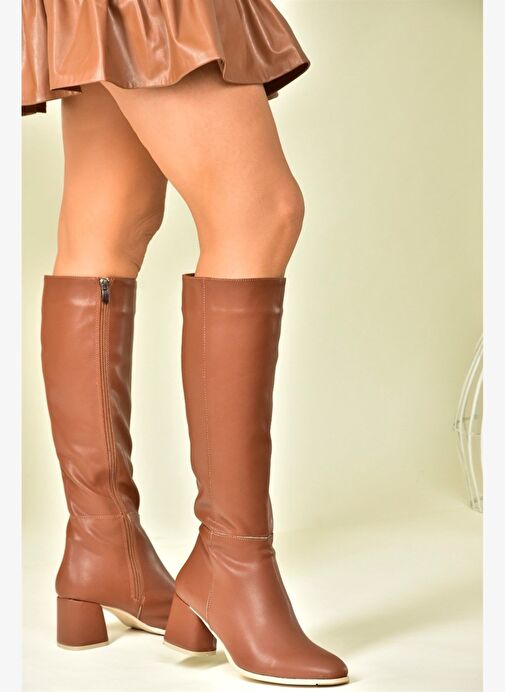 Koyu Taba Alçak Topuklu Günlük Kadın Çizme J848300109 - Görsel 2