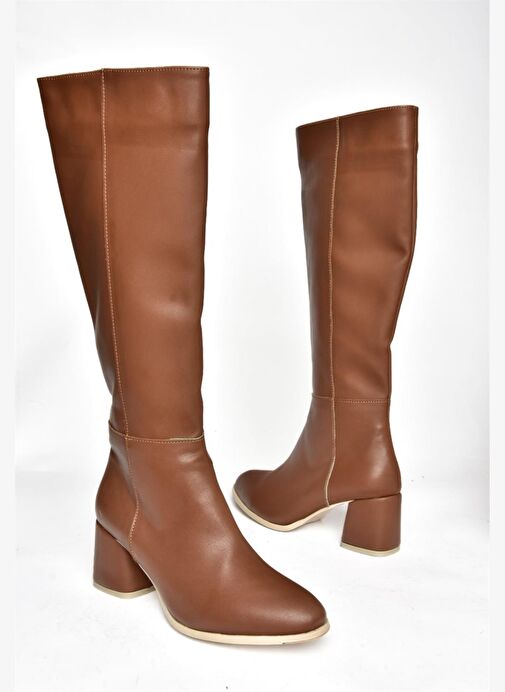 Koyu Taba Alçak Topuklu Günlük Kadın Çizme J848300109 - Görsel 6