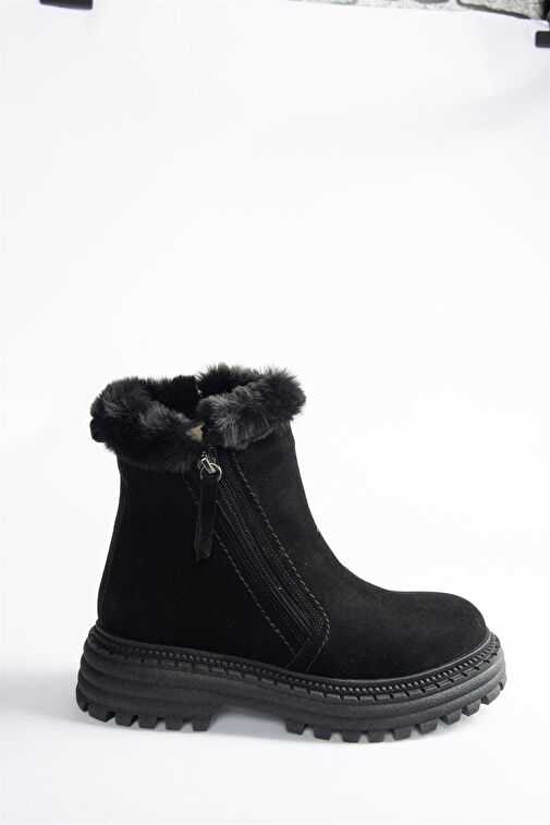 Siyah Hakiki Süet Kalın Tabanlı Günlük Kadın Bot N654080602 - Görsel 5