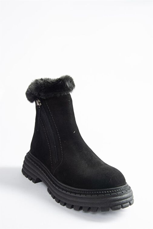 Siyah Hakiki Süet Kalın Tabanlı Günlük Kadın Bot N654080602 - Görsel 6