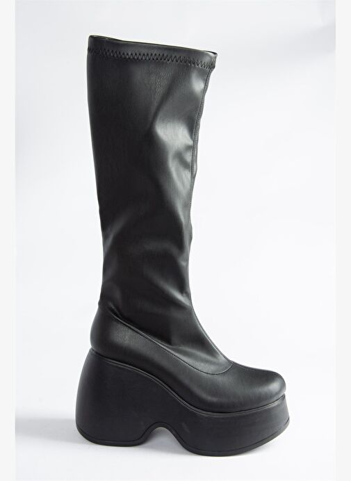 Siyah Streç Dolgu Topuklu Kadın Çizme N973444409 - Görsel 6