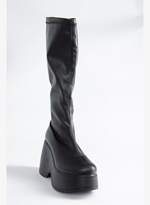 Siyah Streç Dolgu Topuklu Kadın Çizme N973444409 - Görsel 7