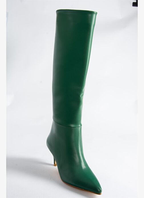 Yeşil Alçak Topuklu Kadın Çizme J749205309 - Görsel 7