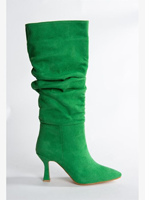 Yeşil Süet Topuklu Büzgü Model Kadın Ayakkabı N749830002 - Görsel 7