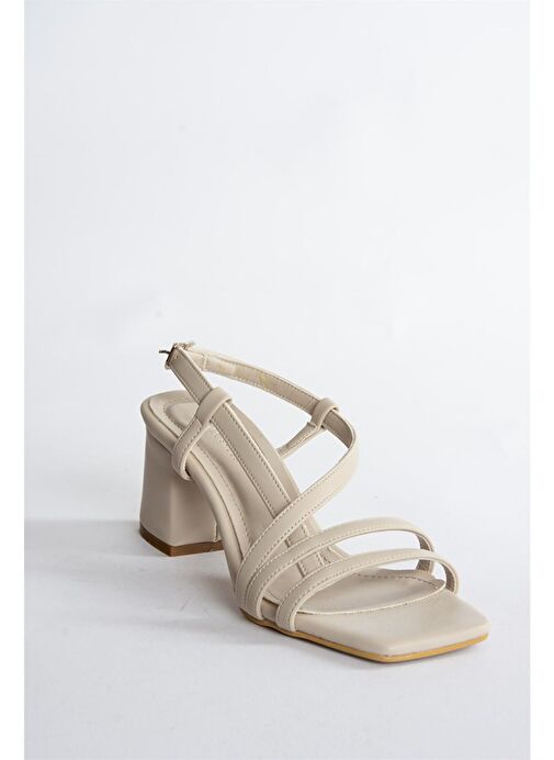 Bej Kalın Topuklu Kadın Ayakkabı H922741009 - Görsel 8