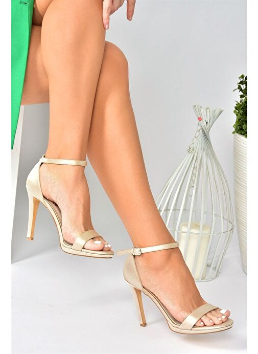 Ten Saten Kumaş İnce Bantlı Kadın Topuklu Abiye Ayakkabı M348072404 - Görsel 5