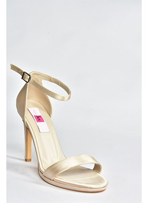 Ten Saten Kumaş İnce Bantlı Kadın Topuklu Abiye Ayakkabı M348072404 - Görsel 6