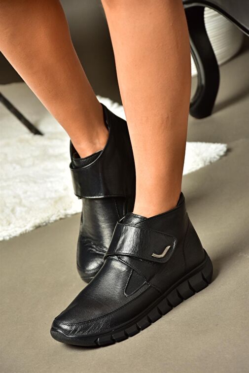 Siyah Hakiki Deri Comfort Ortopedik Taban Kadın Bot N555361003 - Görsel 2