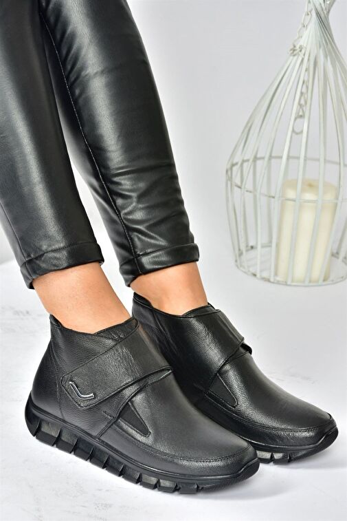 Siyah Hakiki Deri Comfort Ortopedik Taban Kadın Bot N555361003 - Görsel 6