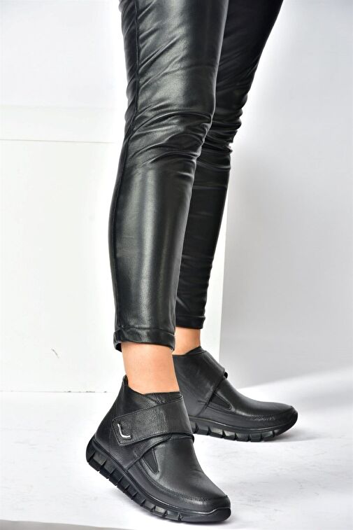 Siyah Hakiki Deri Comfort Ortopedik Taban Kadın Bot N555361003 - Görsel 7