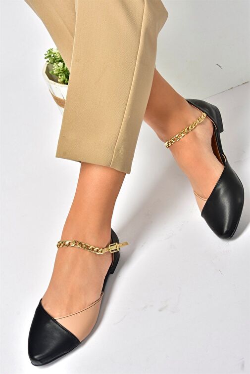 Siyah/Ten Zincir Detaylı Kadın Babet P726054509 - Görsel 2