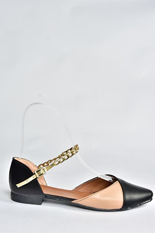 Siyah/Ten Zincir Detaylı Kadın Babet P726054509 - Görsel 7