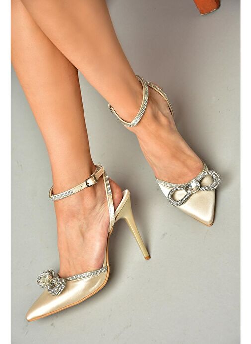 Ten Saten Kumaş Taşlı Kadın Topuklu Ayakkabı K654051204 - Görsel 2