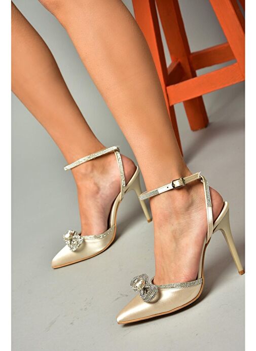 Ten Saten Kumaş Taşlı Kadın Topuklu Ayakkabı K654051204 - Görsel 5