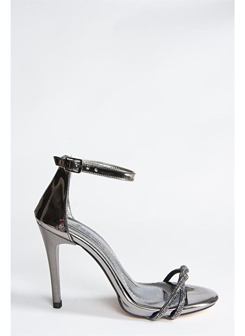 Platin Ayna Taşlı İnce Topuklu Kadın Abiye Ayakkabı P251144134 - Görsel 7