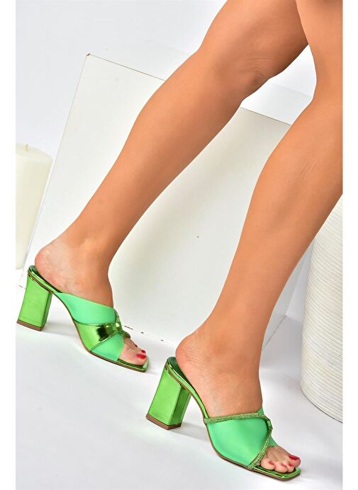 Yeşil Şeffaf Topuklu Kadın Abiye Terlik P820207523 - Görsel 4