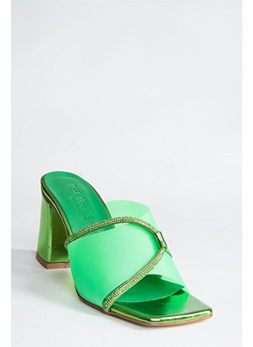 Yeşil Şeffaf Topuklu Kadın Abiye Terlik P820207523 - Görsel 7
