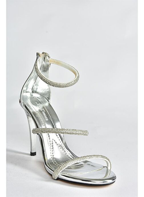 Gümüş Ayna İnce Topuklu Kadın Abiye Ayakkabı P251800134 - Görsel 6