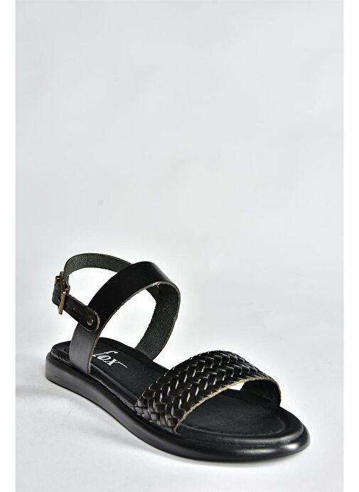 Siyah Hakiki Deri Günlük Kadın Sandalet P291013603 - Görsel 5
