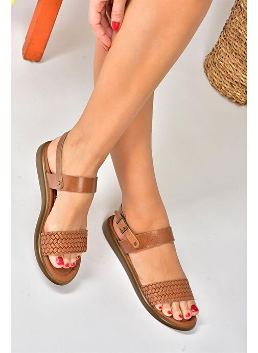 Taba Hakiki Deri Günlük Kadın Sandalet P291013603 - Görsel 4