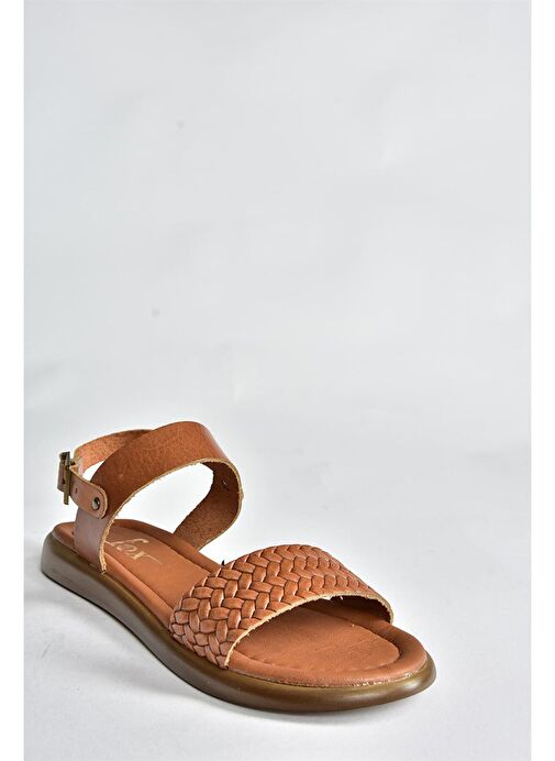 Taba Hakiki Deri Günlük Kadın Sandalet P291013603 - Görsel 7