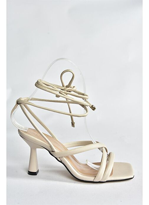 Bej Bilek Bağlamalı Kadın Topuklu Ayakkabı K404070209 - Görsel 7