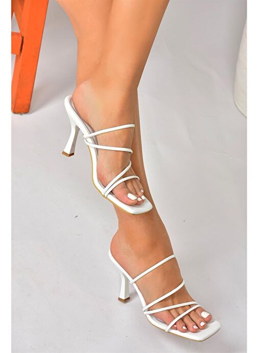 Fox Shoes Beyaz Kadın Topuklu Terlik 10219 - Görsel 2