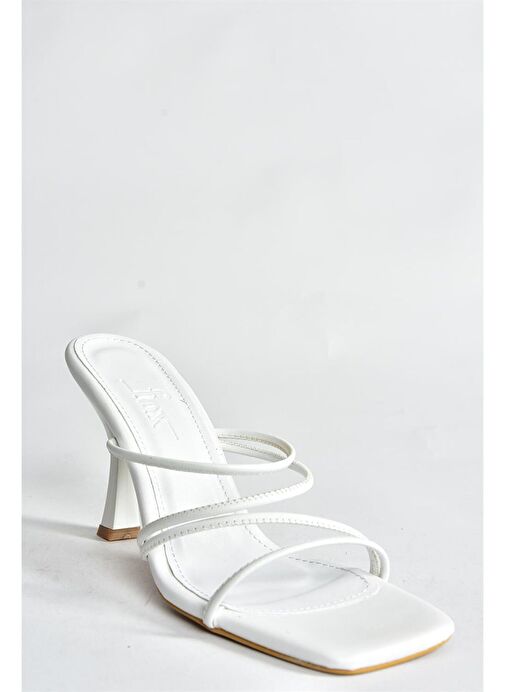 Fox Shoes Beyaz Kadın Topuklu Terlik 10219 - Görsel 5