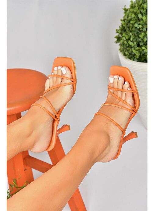 Turuncu Kalın Topuklu Kadın Ayakkabı P590033909 - Görsel 4
