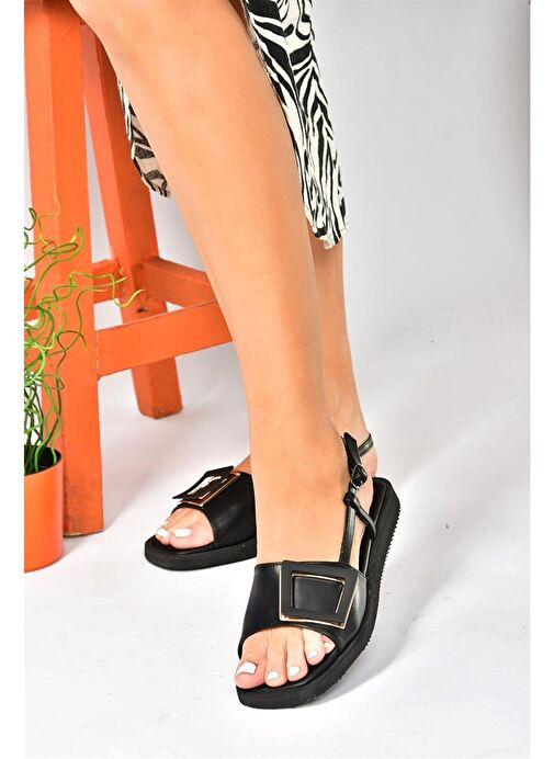 Siyah Tokalı Günlük Kadın Sandalet P252151509 - Görsel 3