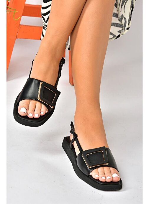 Siyah Tokalı Günlük Kadın Sandalet P252151509 - Görsel 5