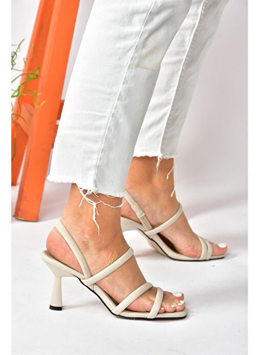 Fox Shoes Bej Kadın Topuklu Ayakkabı 10204 - Görsel 2