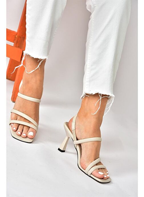 Fox Shoes Bej Kadın Topuklu Ayakkabı 10204 - Görsel 4